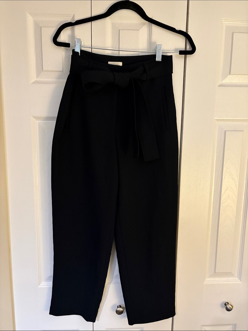 Aritzia Wilfred Tie-Front Crepe Trouser Pants Black Size 4